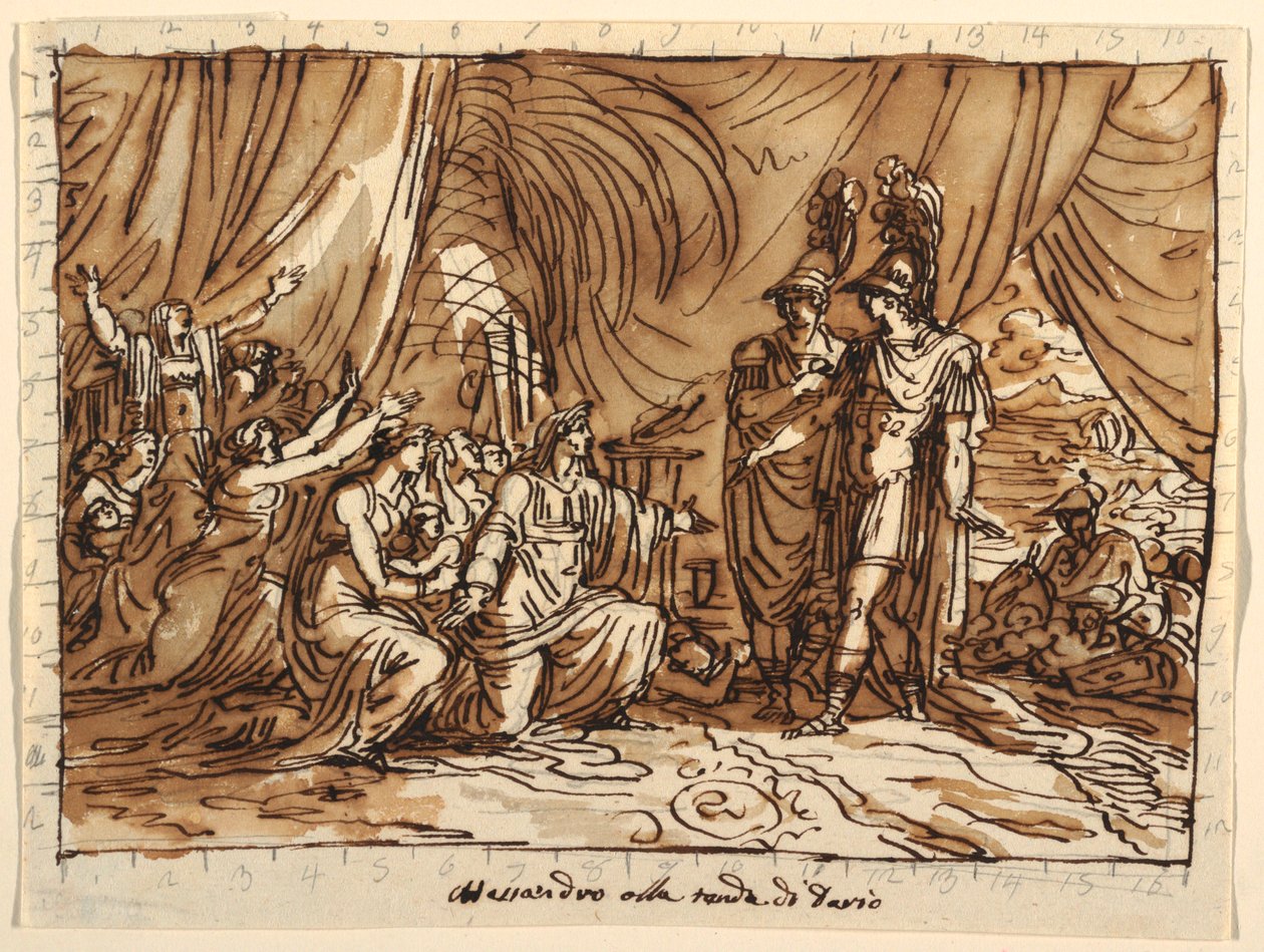 Ceiling Design, Alexander and the Family of Darius, the Clemency of Alexander, Sala di Alessandro, Palazzo Naldi, Faenza by Felice Giani