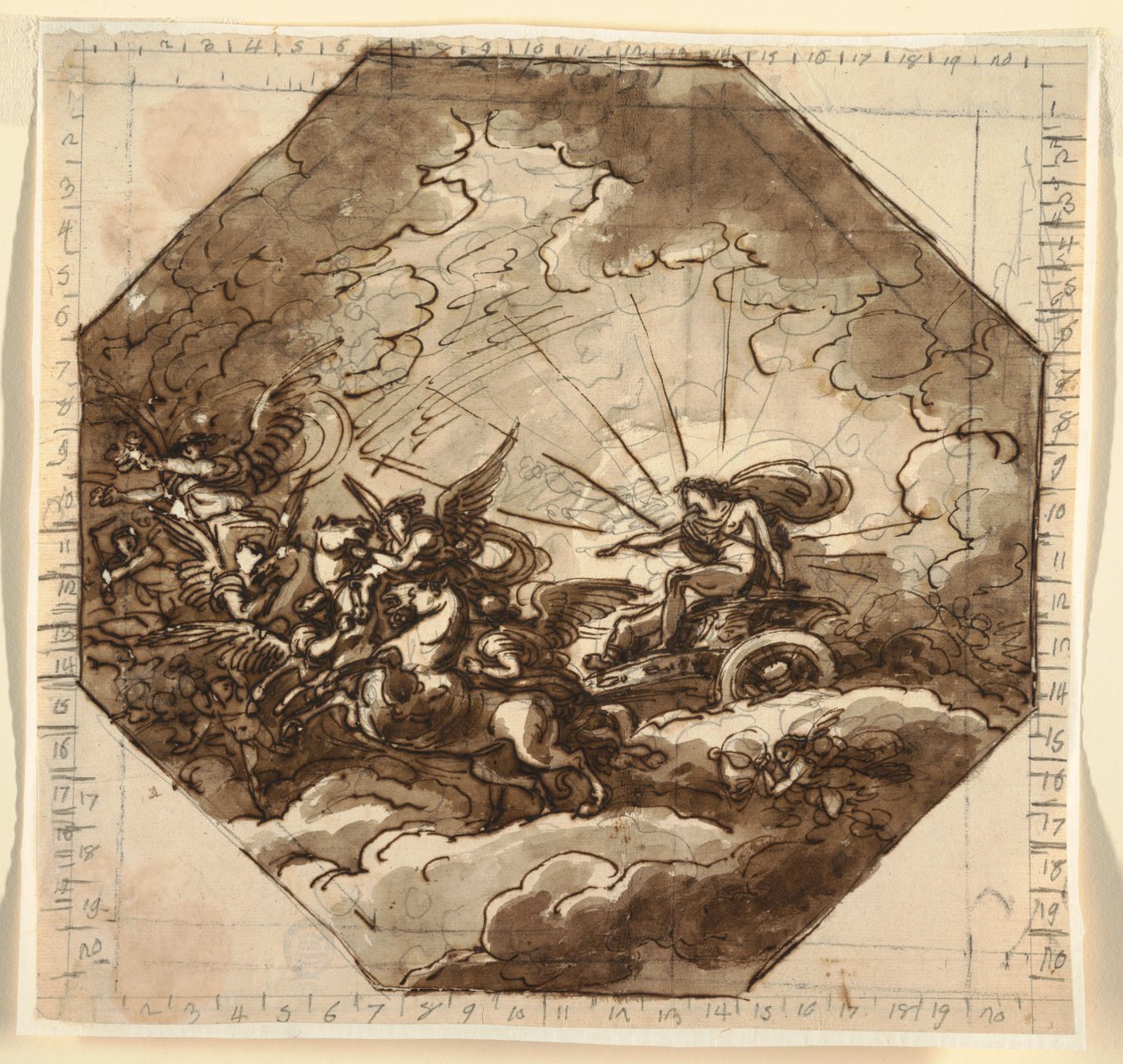 Apollo in his Chariot with Aurora, Sala Ottogonale, Palazzo Milzetti, Faenza, 1804–05 by Felice Giani
