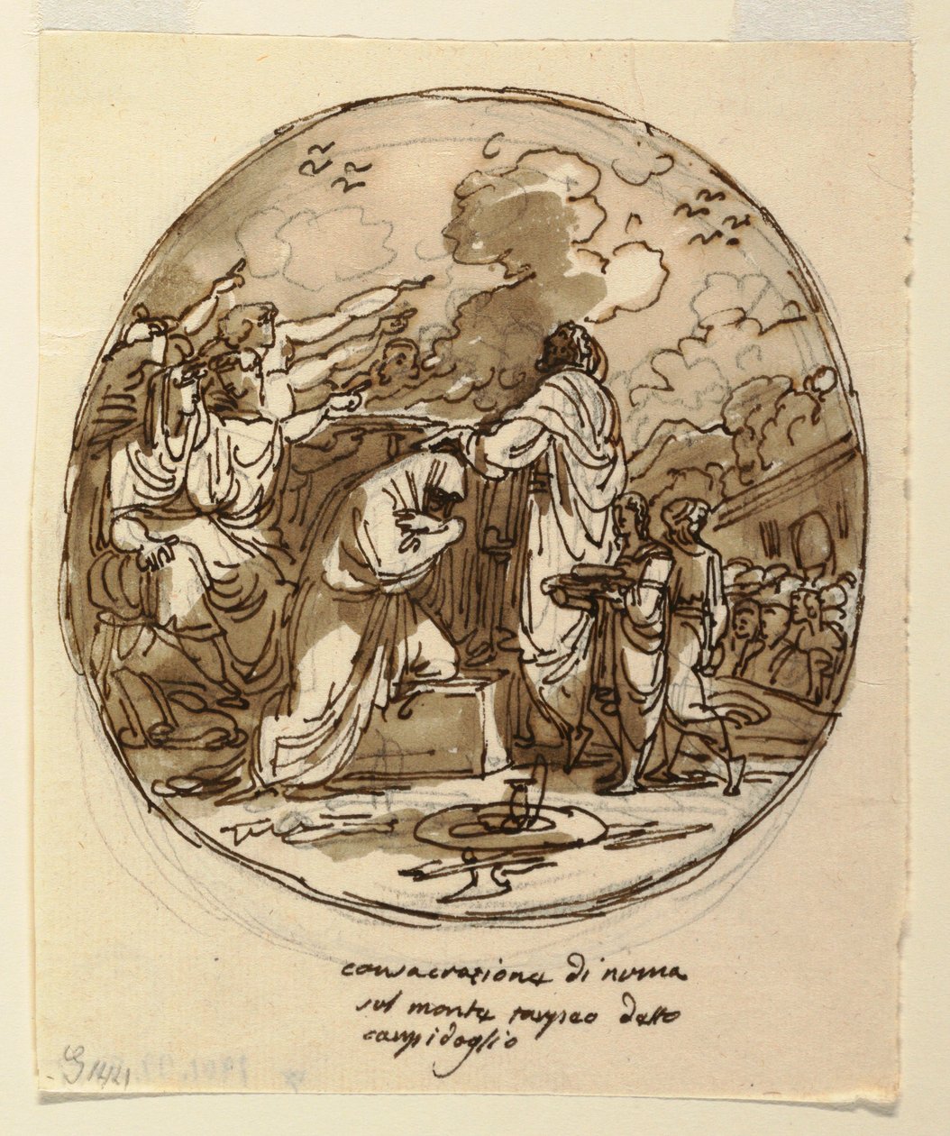 Ceiling Design for the Consecration of Numa, Sala di Numa Pompilius, Palazzo Milzetti, Faenza, 1802–05 by Felice Giani