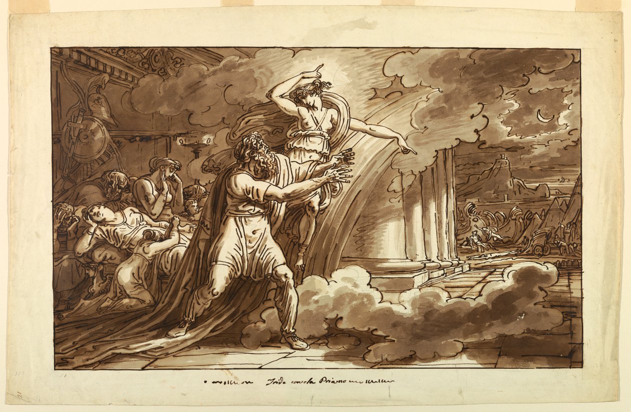 Iris Encourages Priam to Beg the Body of Hector from Achilles, 1810-20 by Felice Giani