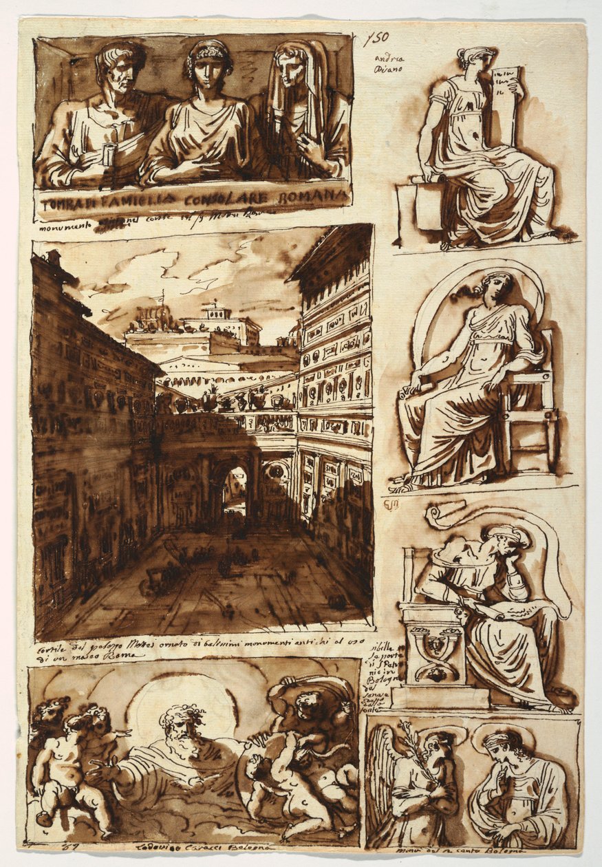 Various works of art. The court of Palazzo Mattei in Rome, 1812-14 by Felice Giani