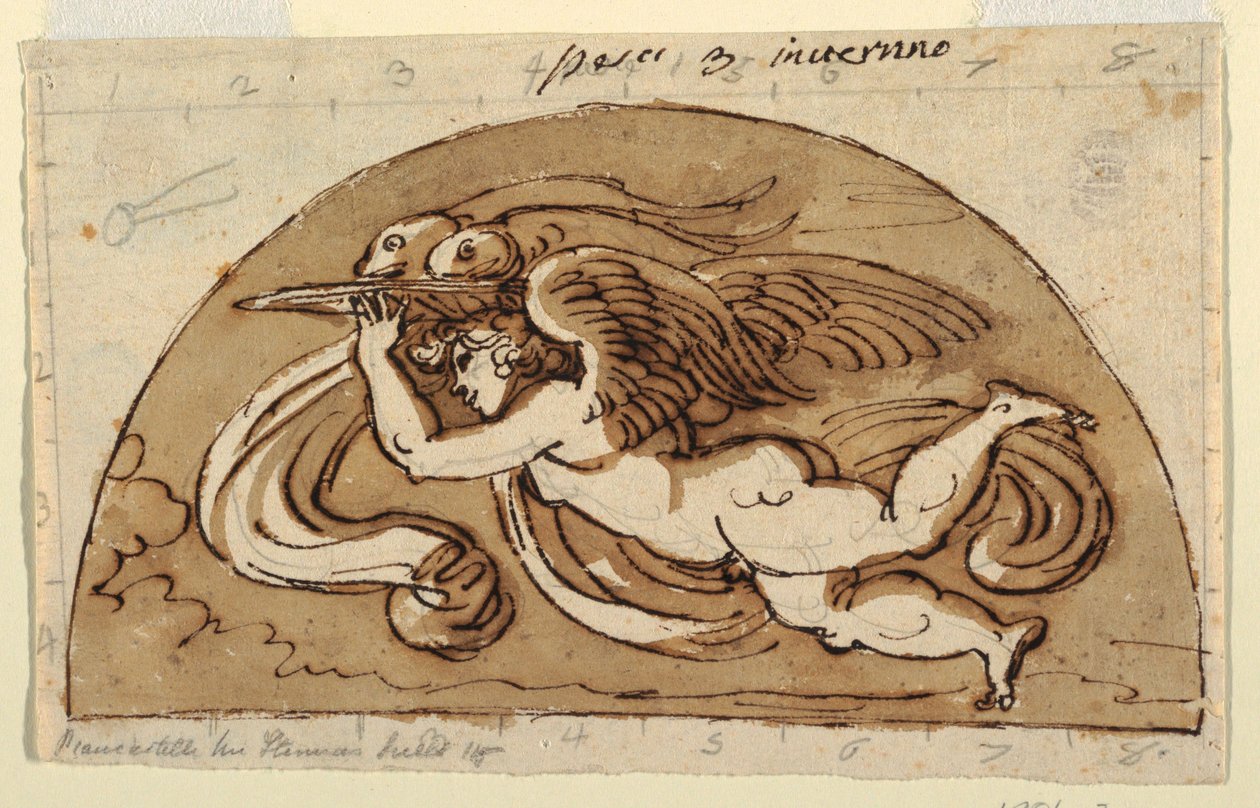 Pisces, Lunette for Ceiling, Sala Ottagonale, Palazzo Milzetti, Faenza by Felice Giani