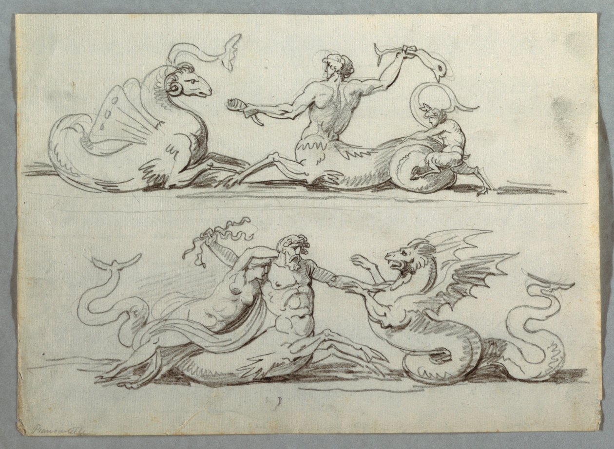 Sea Centaur Battles Sea Monster by Felice Giani