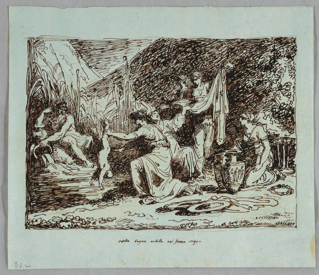 Thetis Plunges Achilles in River Styx by Felice Giani