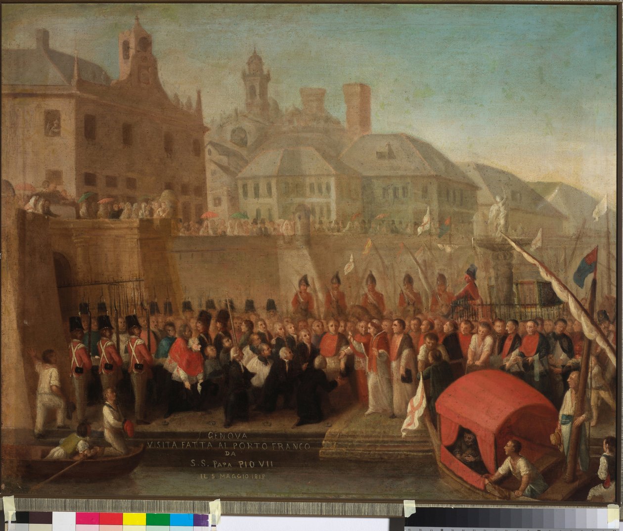 Visit to the free port of Genoa by H.S. Pope Pius VII, c.1818 by Felice Guascone