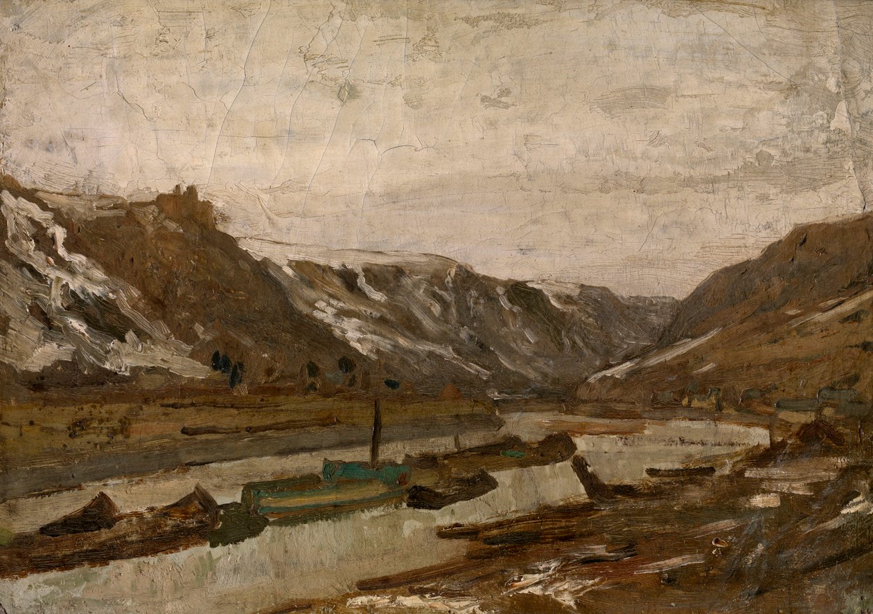 Barges in Dinant by Félicien Rops