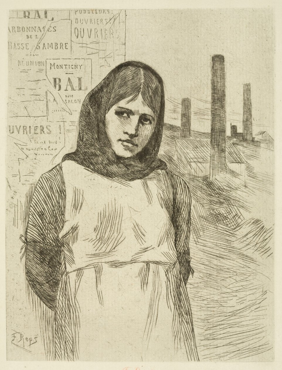 The Strike (The Coalwoman) by Félicien Rops