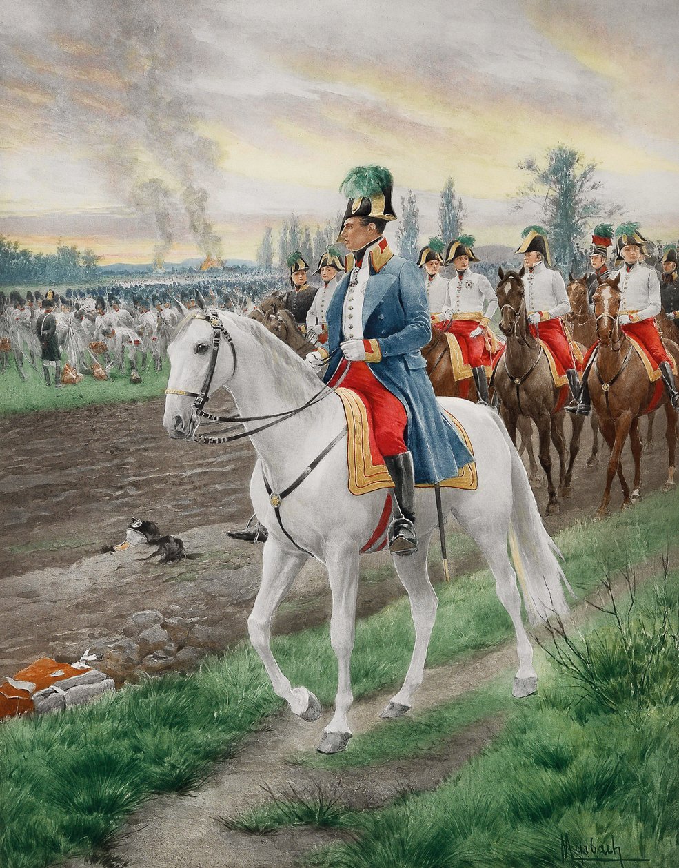 Archduke Charles of Austria, Duke of Teschen, with His Staff, by Felician von Myrbach-Rheinfeld by Felicien baron de Myrbach Rheinfeld