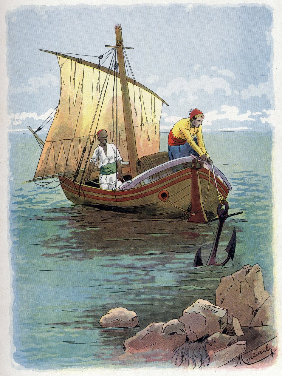 Robinson Crusoe Escapes from Captivity by Felicien baron de Myrbach Rheinfeld