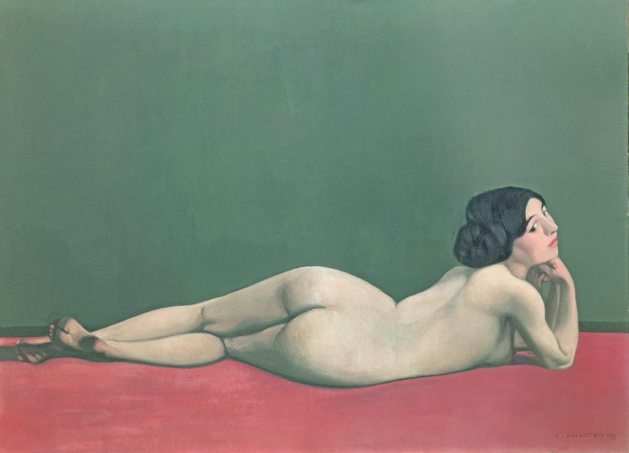 Nude Stretched out on a Piece of Cloth by Felix Edouard Vallotton