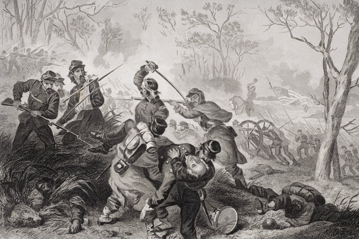 Death of Colonel Edward D. Baker at the Battle of Balls Bluff, Virginia by Felix Octavius Carr Darley