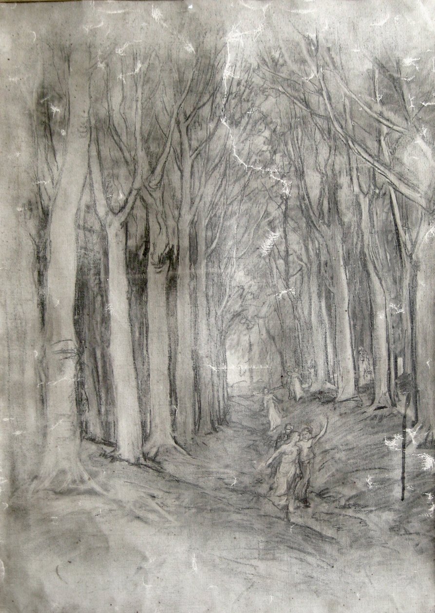 Study of Grove of Trees in Charcoal by Felix Resurreccion Hidalgo