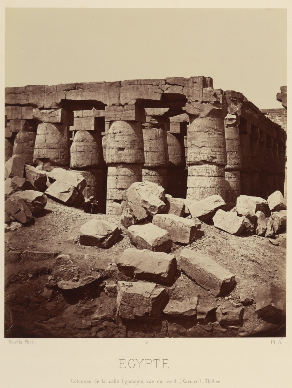 Columns of the Hypostyle Hall, View from the North. [Karnak, Thebes] by Félix Bonfils