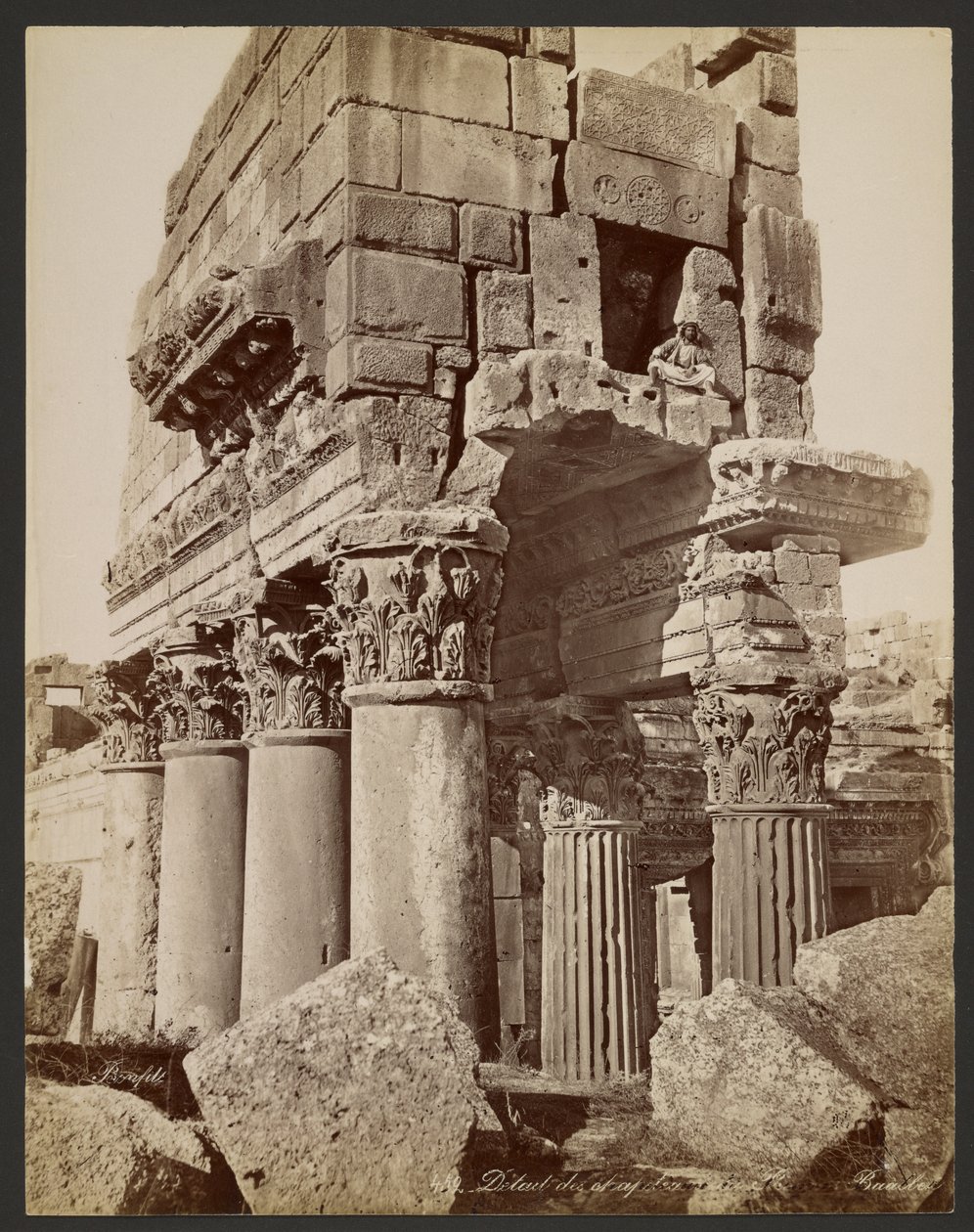 Detail of the Capitals of the Proanos Baalbek by Félix Bonfils