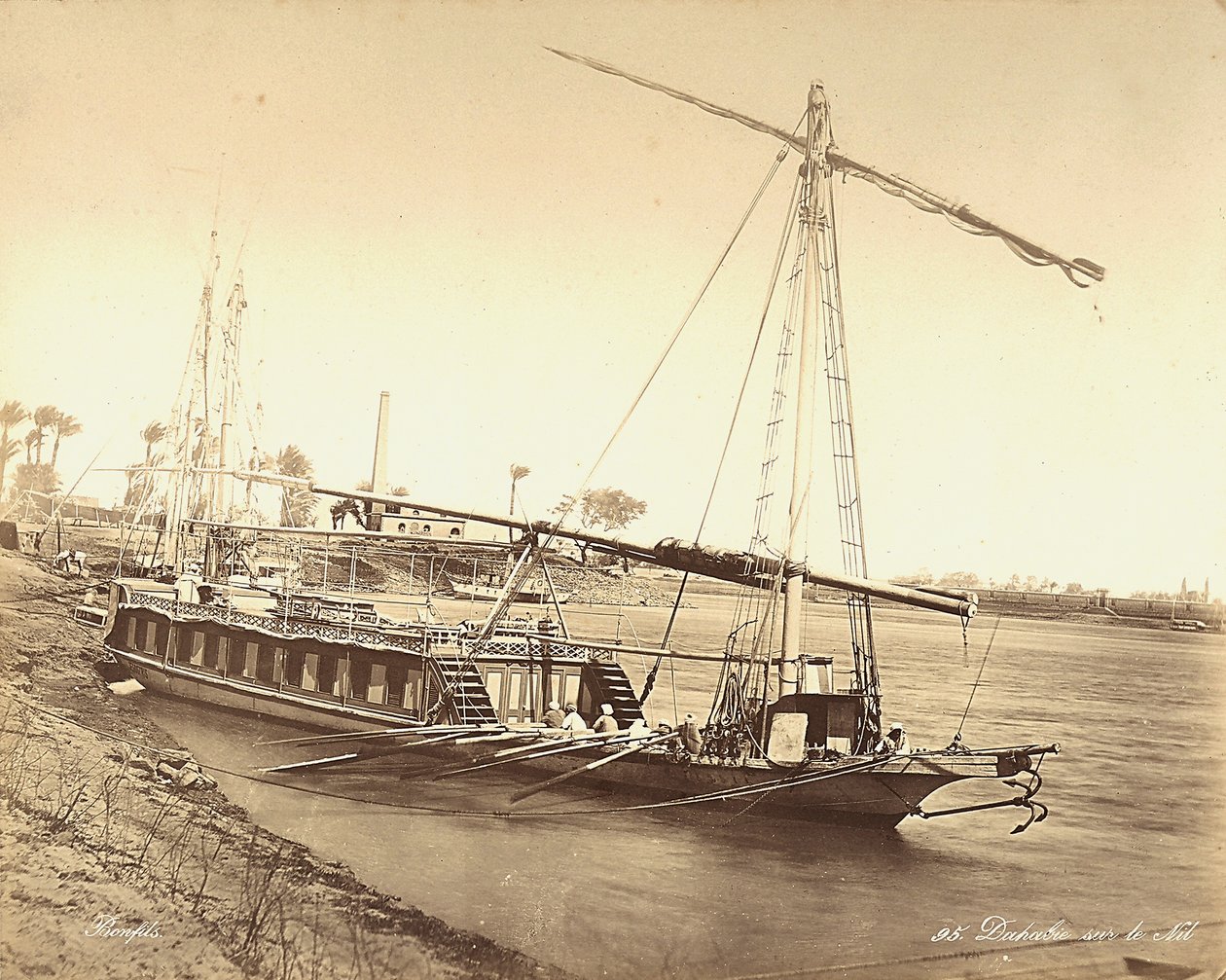 Egyptian boat on the Nile, in Egypt by Félix Bonfils