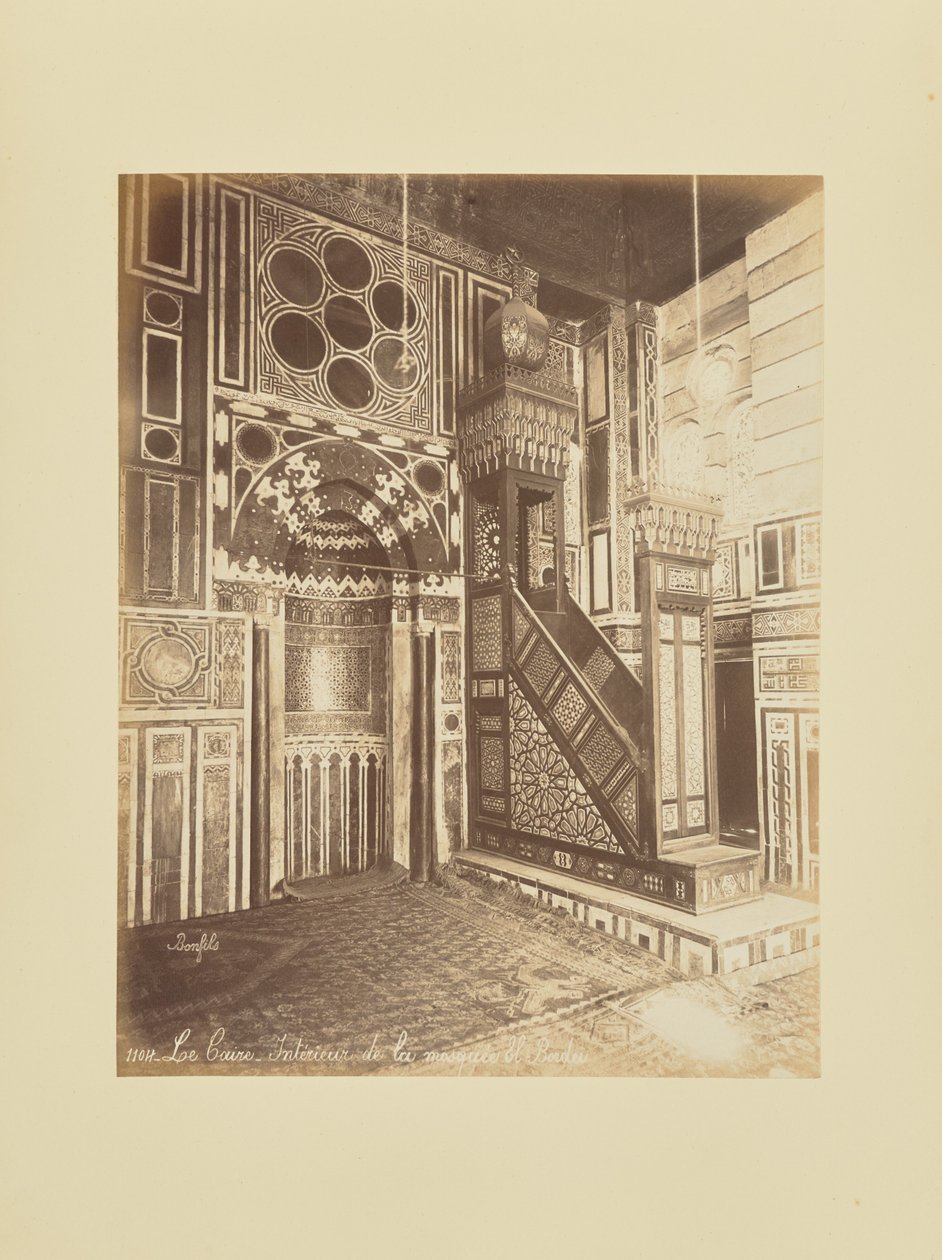 Cairo - Interior of the El-Bordei Mosque by Félix Bonfils