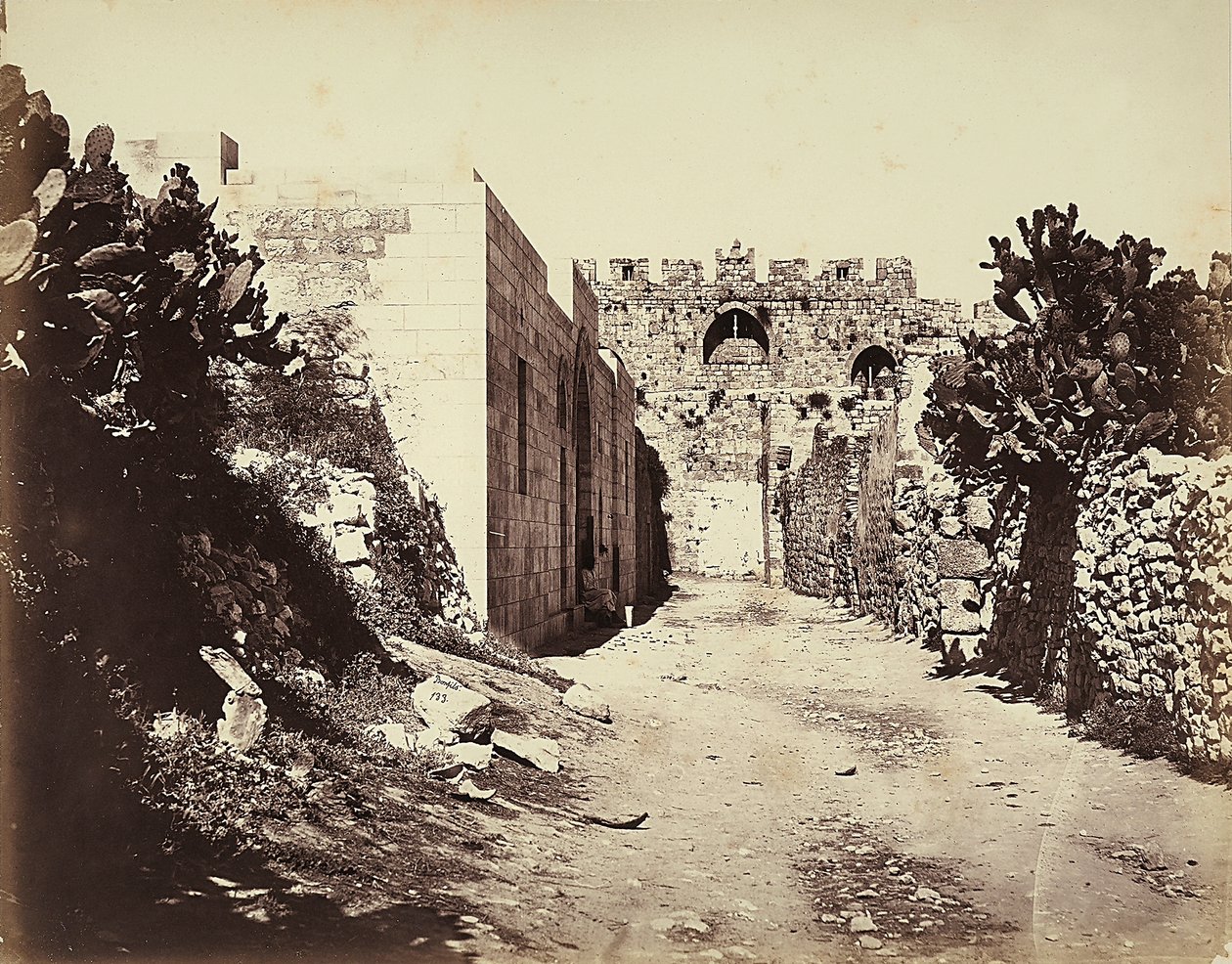 View of a Section of the City Walls and the House of Saint Anne, in Jerusalem by Félix Bonfils