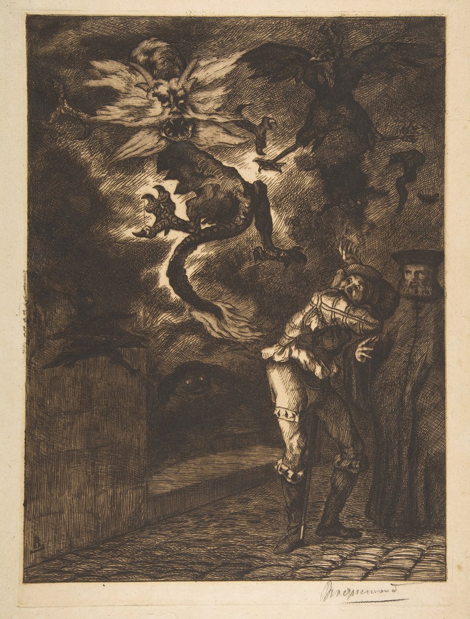 Get Out of My Sun, Scoundrels! Panurge Leaving Raminagrobis by Felix Bracquemond