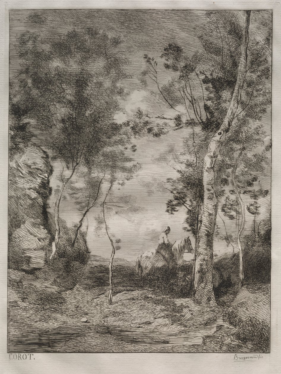 Landscape, or The White Horse (after Corot) by Felix Bracquemond