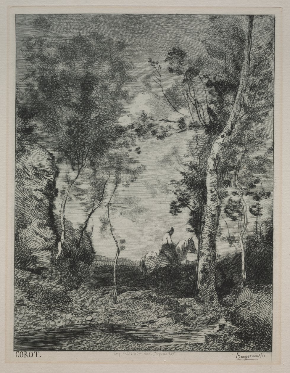 Landscape, or The White Horse, after Corot by Felix Bracquemond