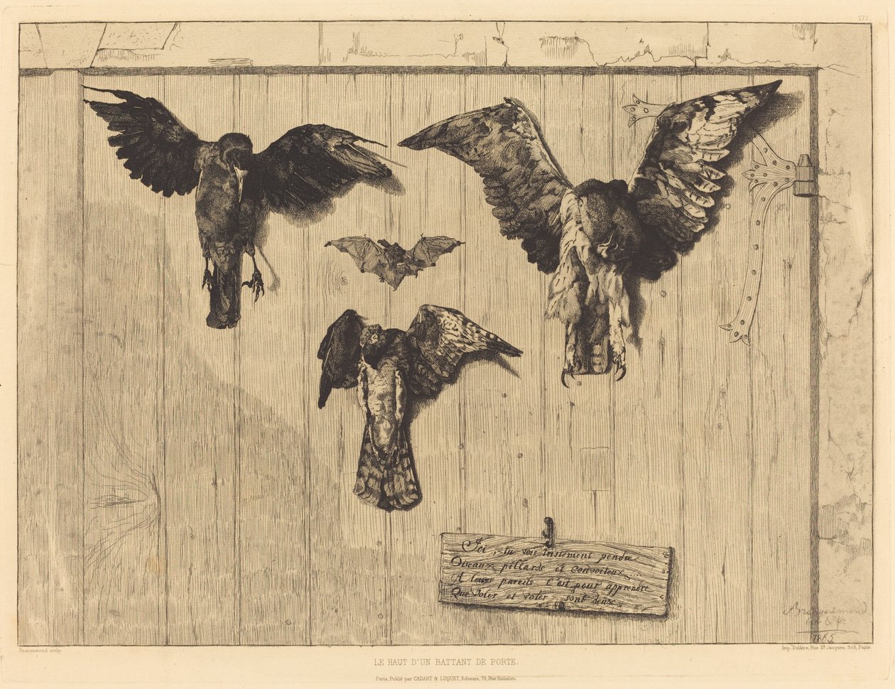 The Top of a Door Leaf (Birds Nailed to a Barn Door) by Felix Bracquemond