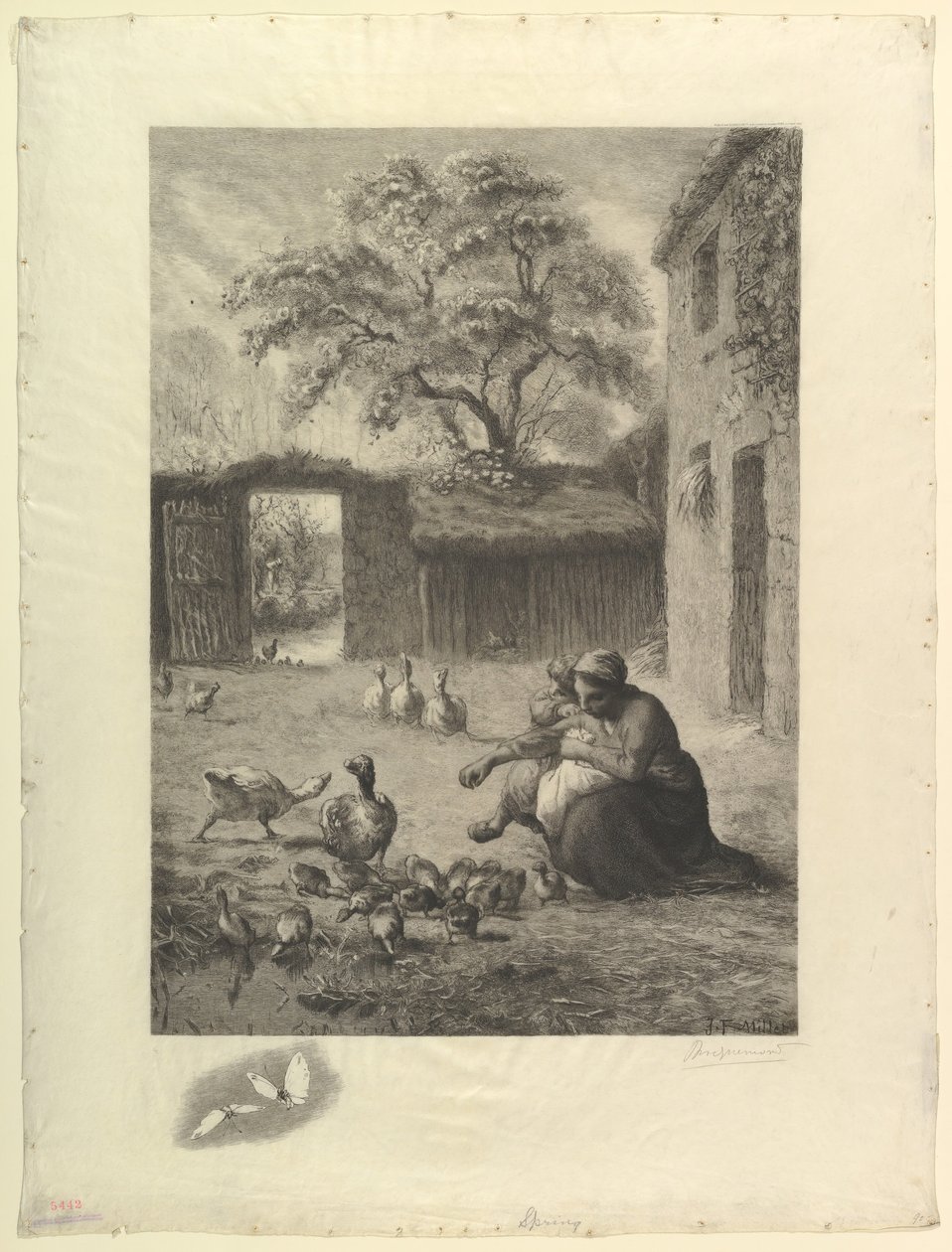 Le Printemps, after a pastel by Millet by Felix Bracquemond