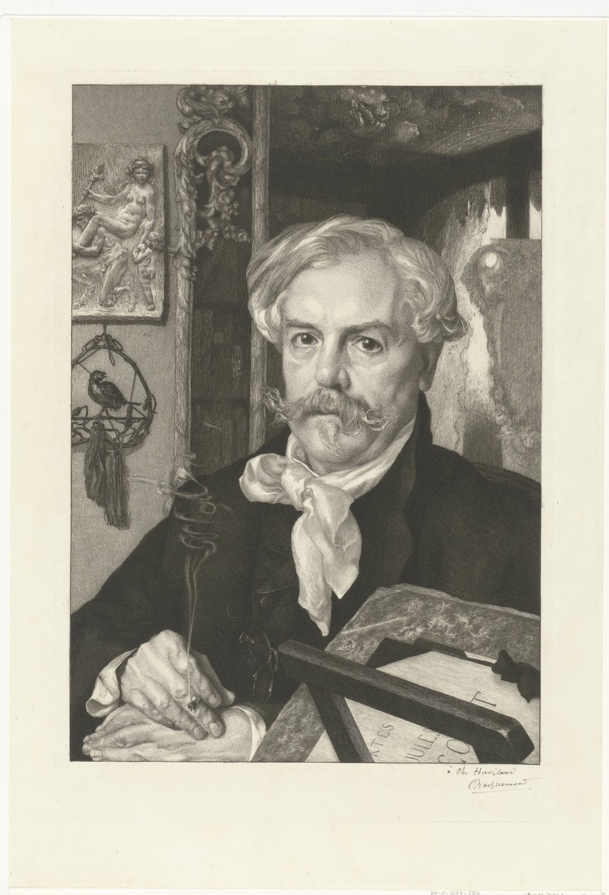 Portrait of Author Edmond de Goncourt by Felix Bracquemond
