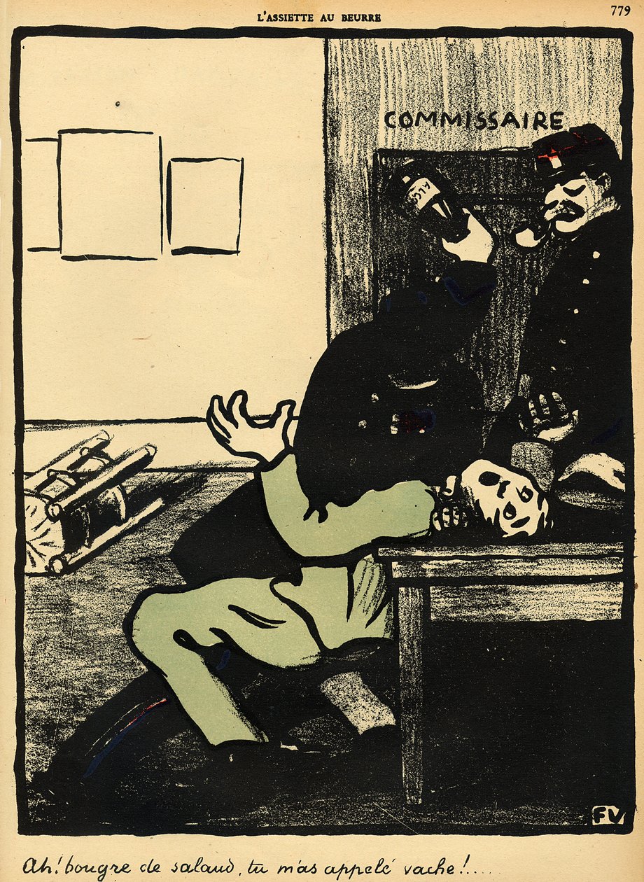 A policeman hits a man with a bottle in a police station, from 