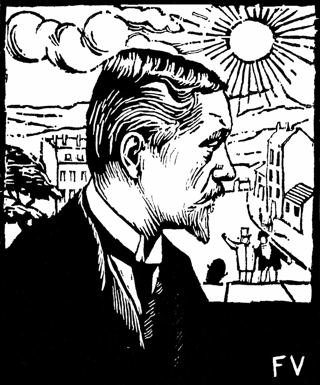 Self Portrait (Wood Engraving) by Felix Edouard Vallotton
