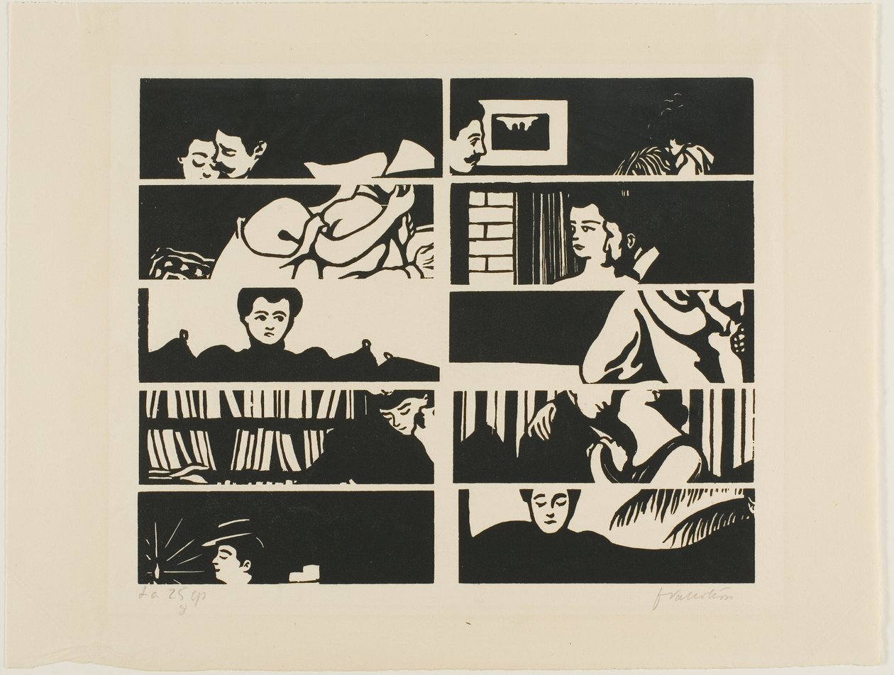 Cancellation Sheet, Fragments of Ten Woodblocks from Intimacies by Felix Edouard Vallotton