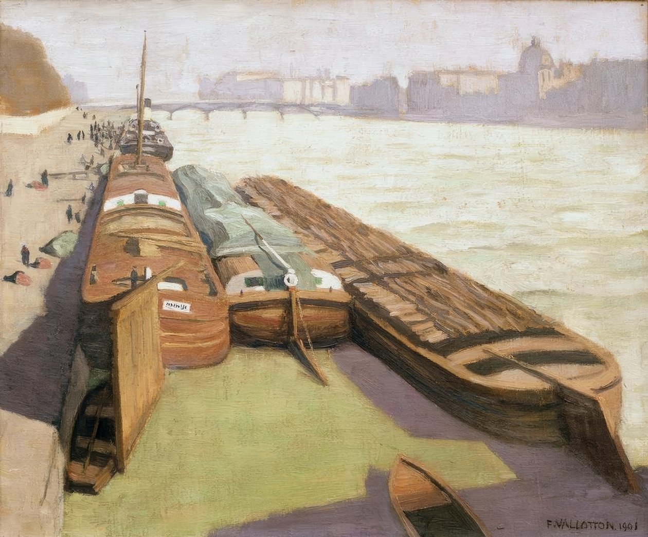 The Barges, Banks of the Seine by Felix Edouard Vallotton
