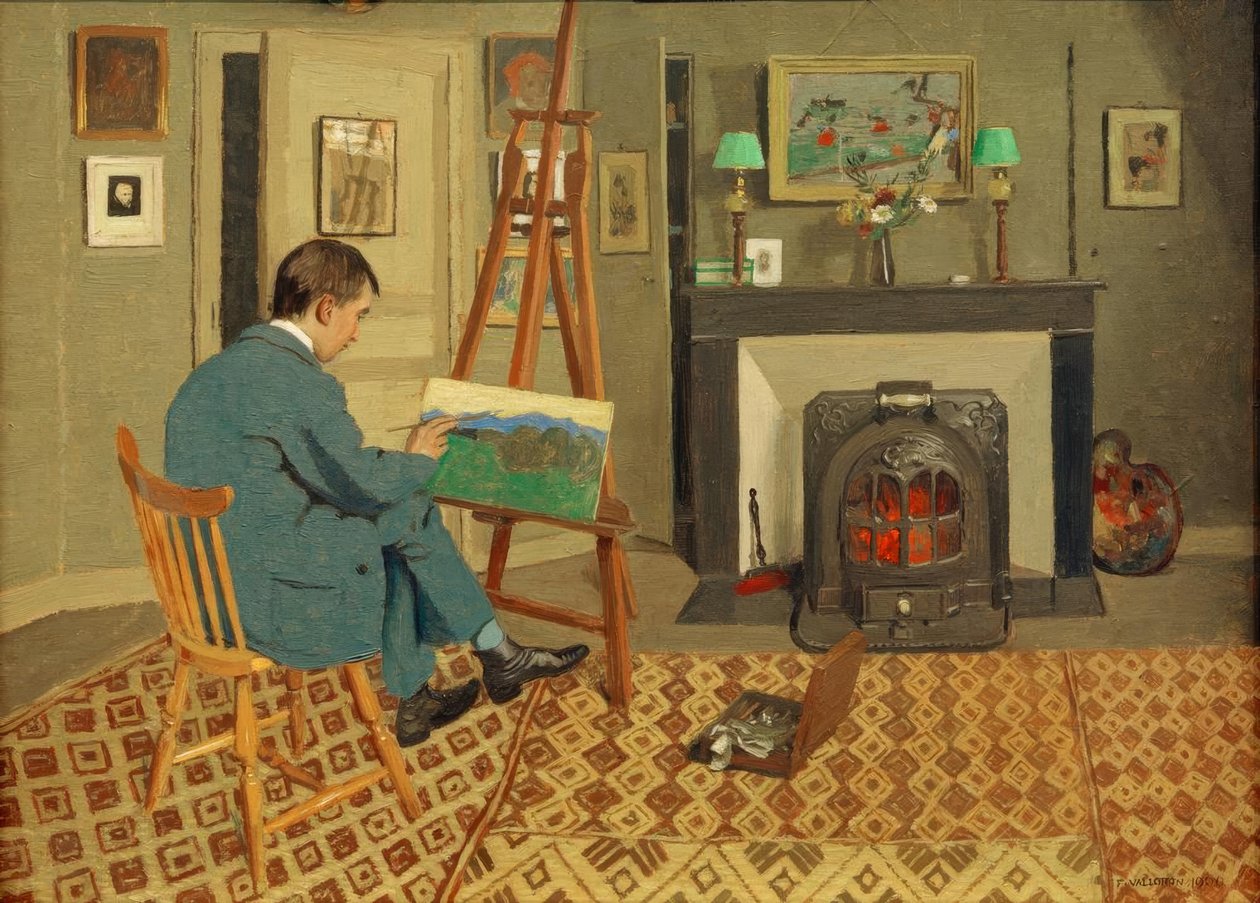 Max Rodrigues-Henriques in the Studio of His Father-in-Law by Felix Edouard Vallotton