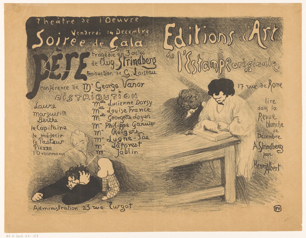 Program for a Gala Performance of Le Père, a Tragedy by August Strindberg at the Théâtre de l