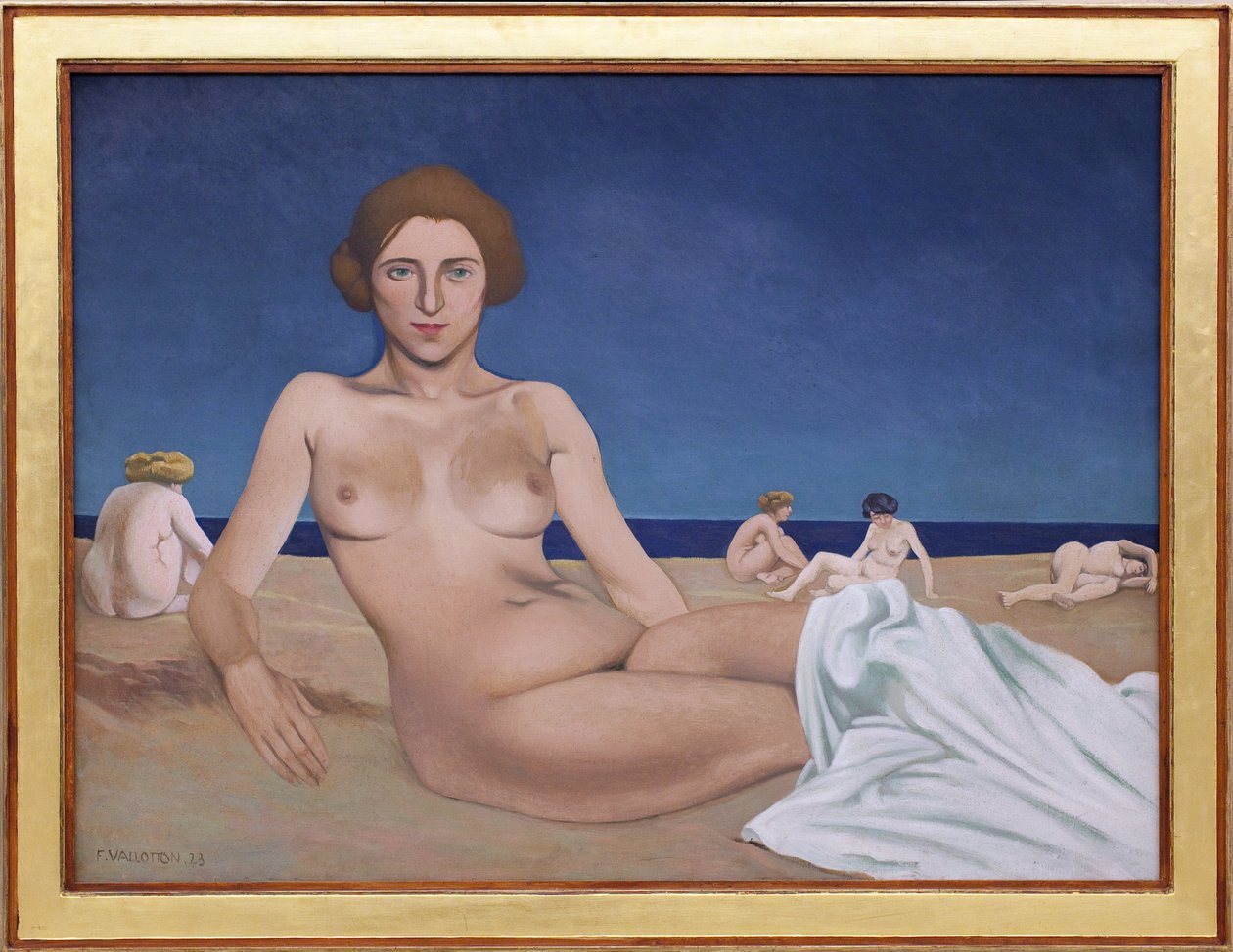 Sunbathing on the Beach by Felix Edouard Vallotton