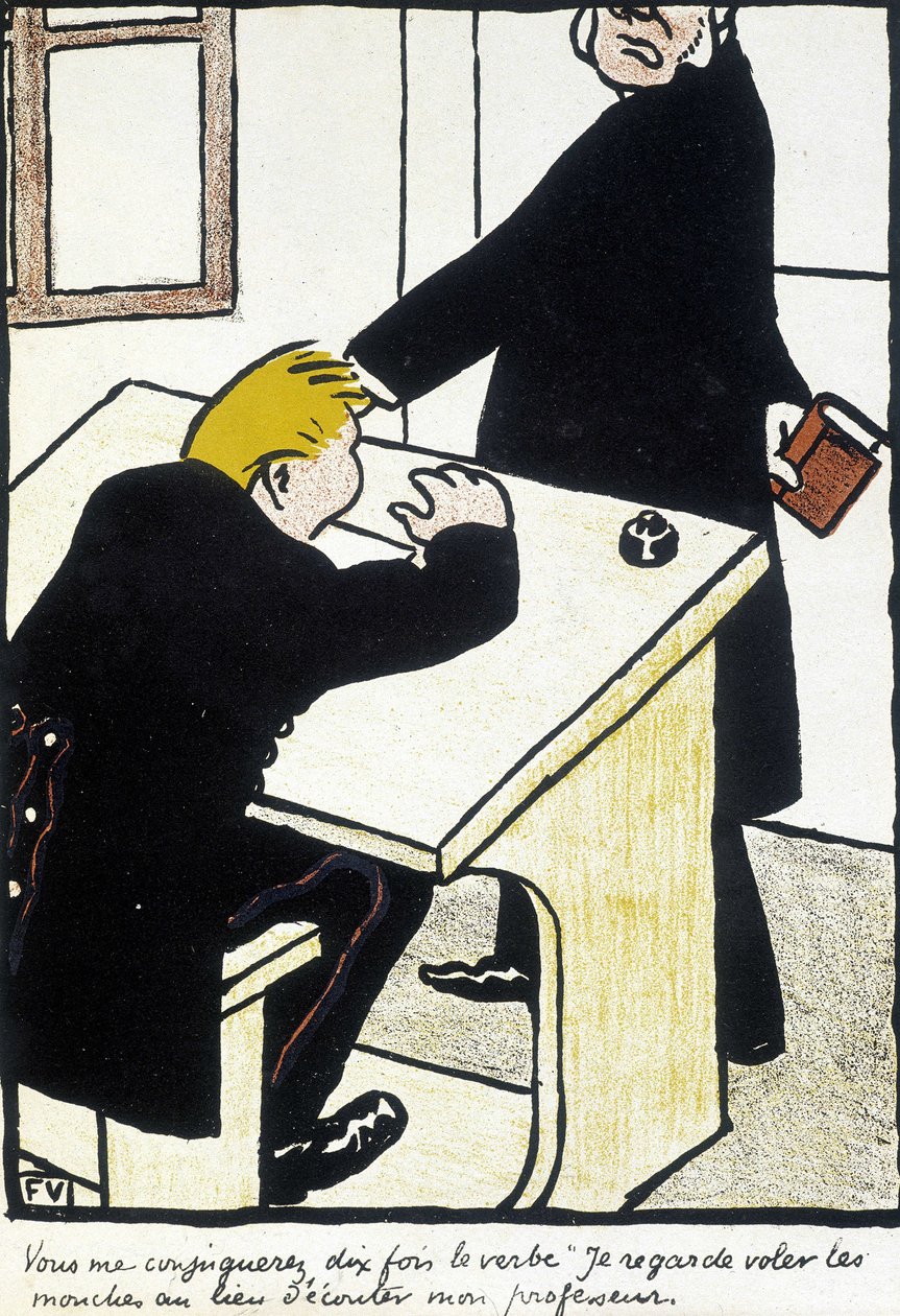 You will marry me ten times the verb I watch fly the flies instead of listening to my teacher - The Christian school by Félix Vallotton, in L