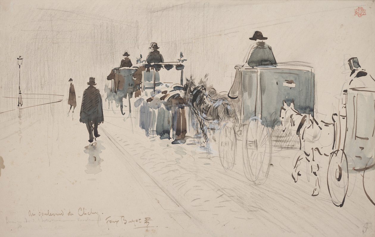 Au Boulevard de Clichy by Felix Hilaire Buhot