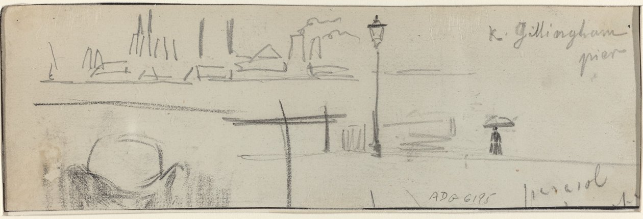 Gillingham Pier, London by Felix Hilaire Buhot