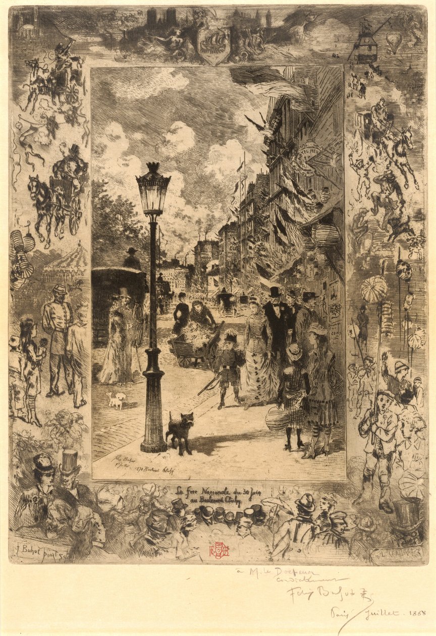 National Holiday on the Boulevard de Clichy by Felix Hilaire Buhot