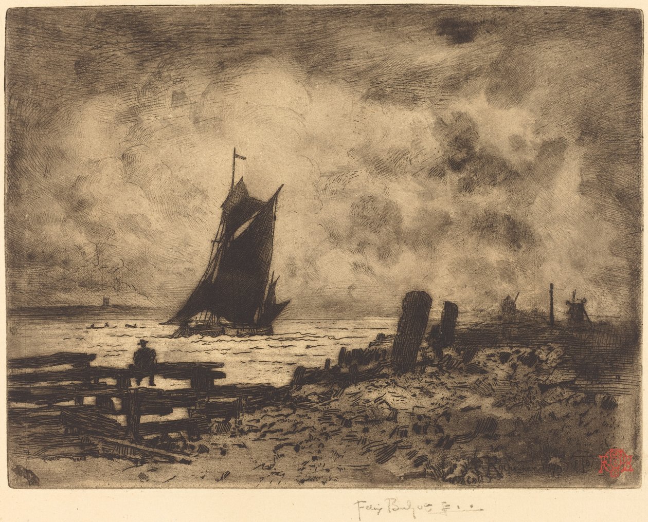 La Petite Marine - Souvenir de Medway by Felix Hilaire Buhot