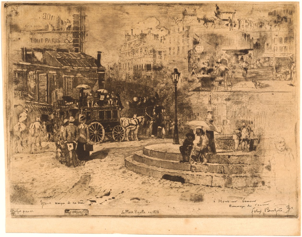 Place Pigalle in 1878 by Felix Hilaire Buhot