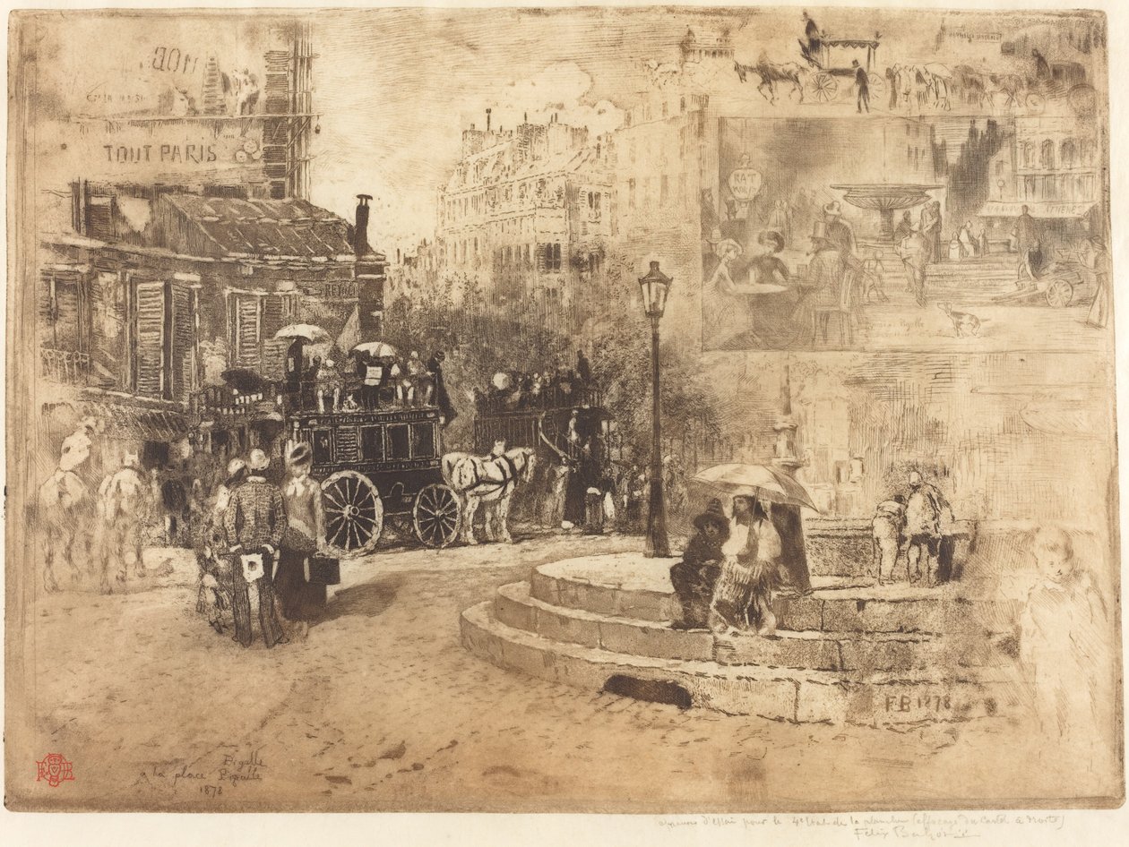 Place Pigalle in 1878, 1878 by Felix Hilaire Buhot