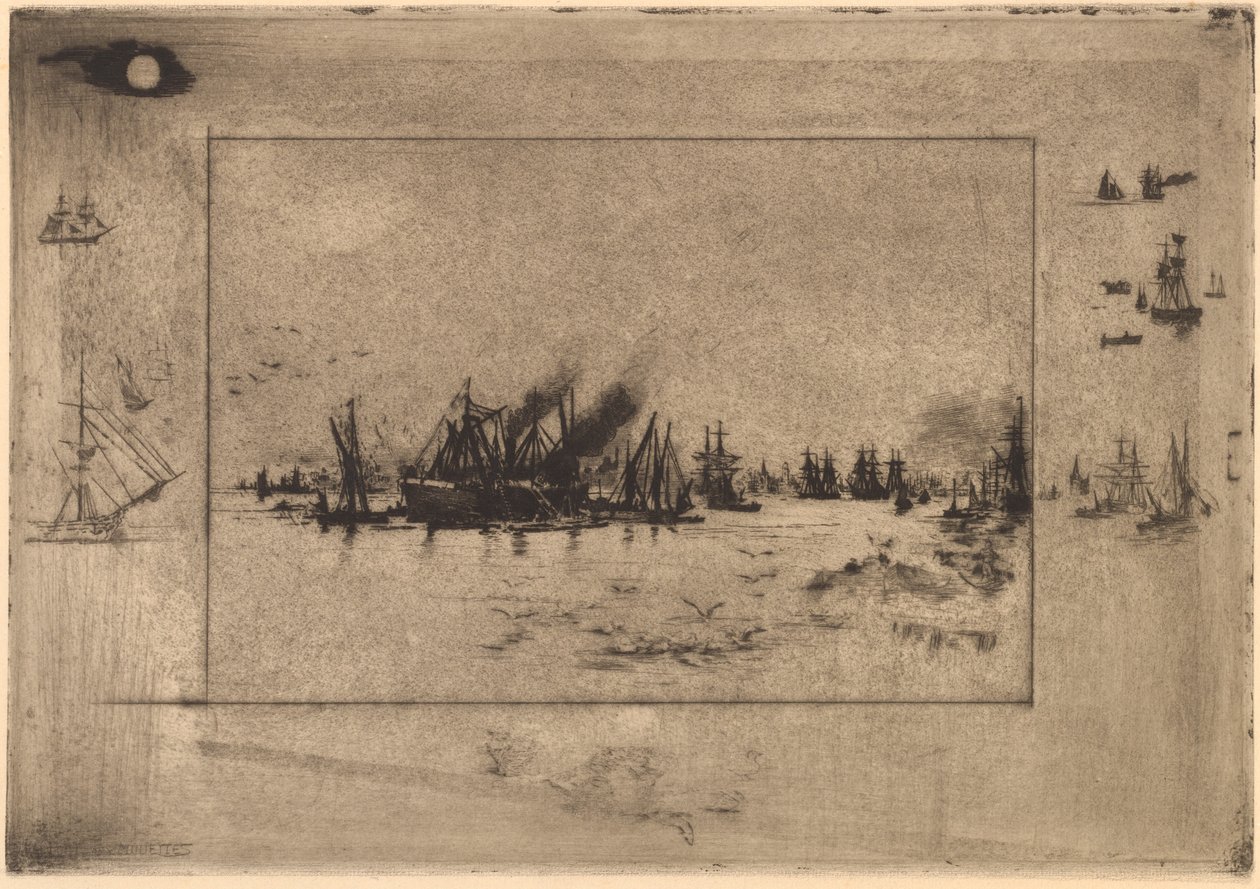The Port with Seagulls by Felix Hilaire Buhot