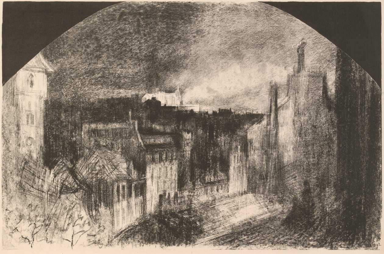 Bastille Day in Montmartre by Felix Hilaire Buhot