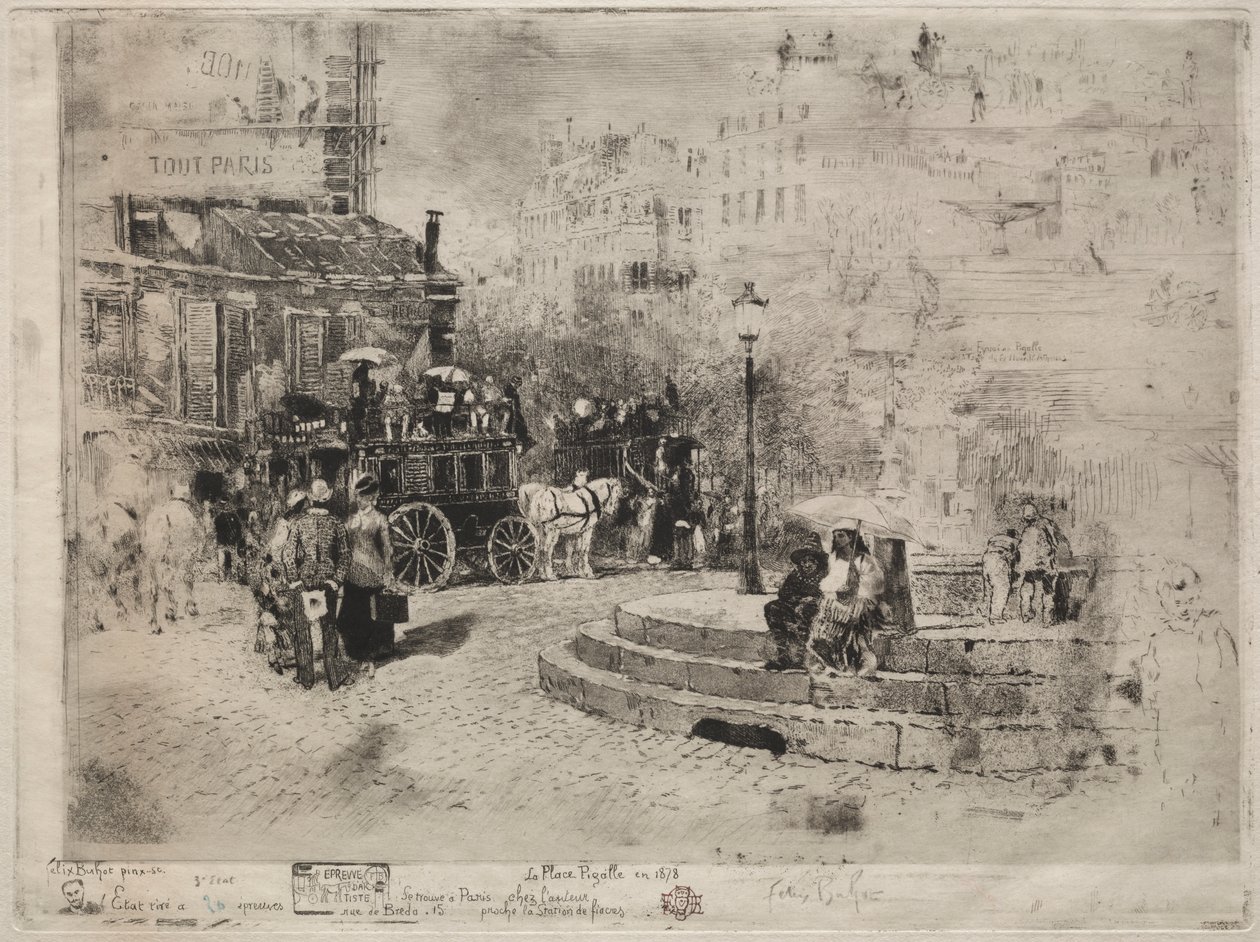 Place Pigalle in 1878 by Felix Hilaire Buhot