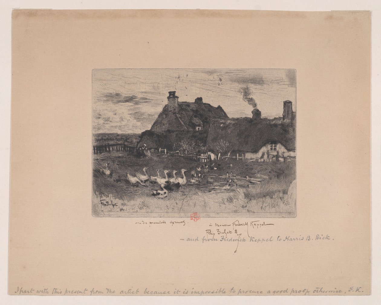 Small Thatched Cottages, 1878 by Felix Hilaire Buhot