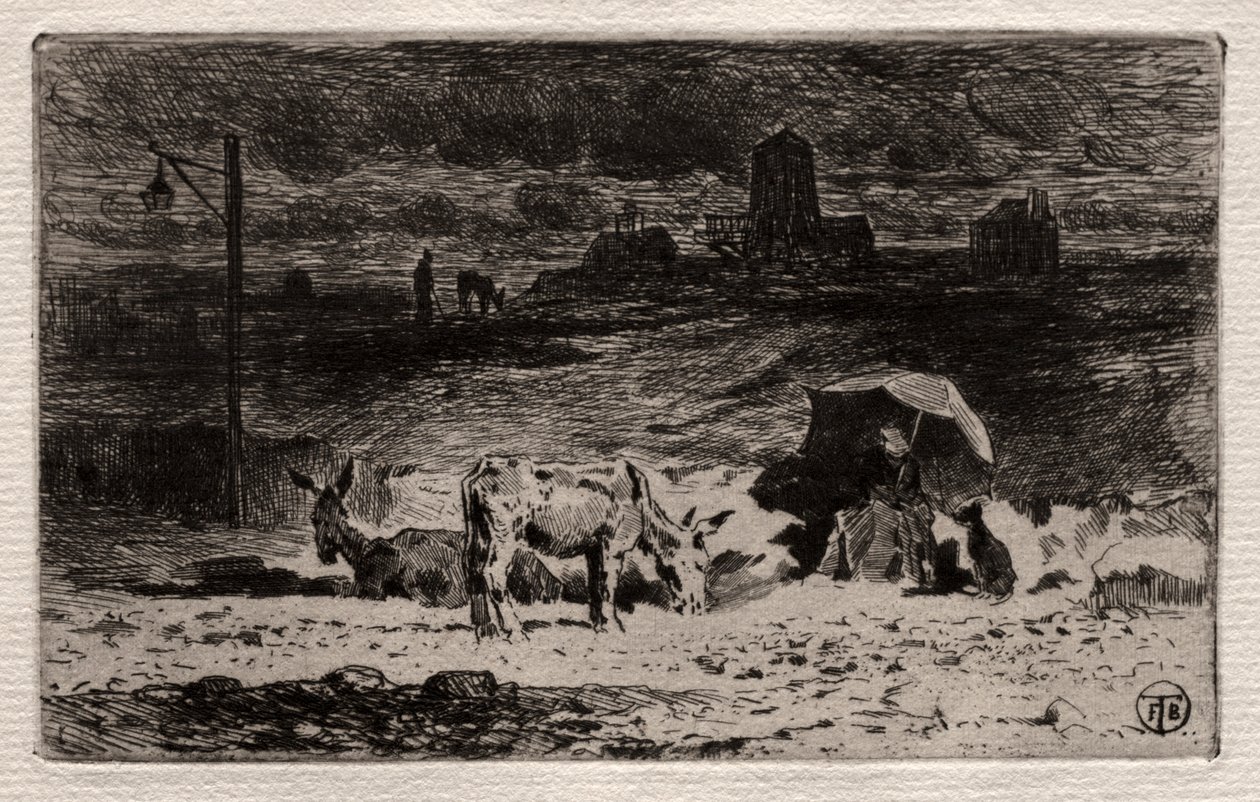 The Donkeys at the Hill of the Cailles by Felix Hilaire Buhot