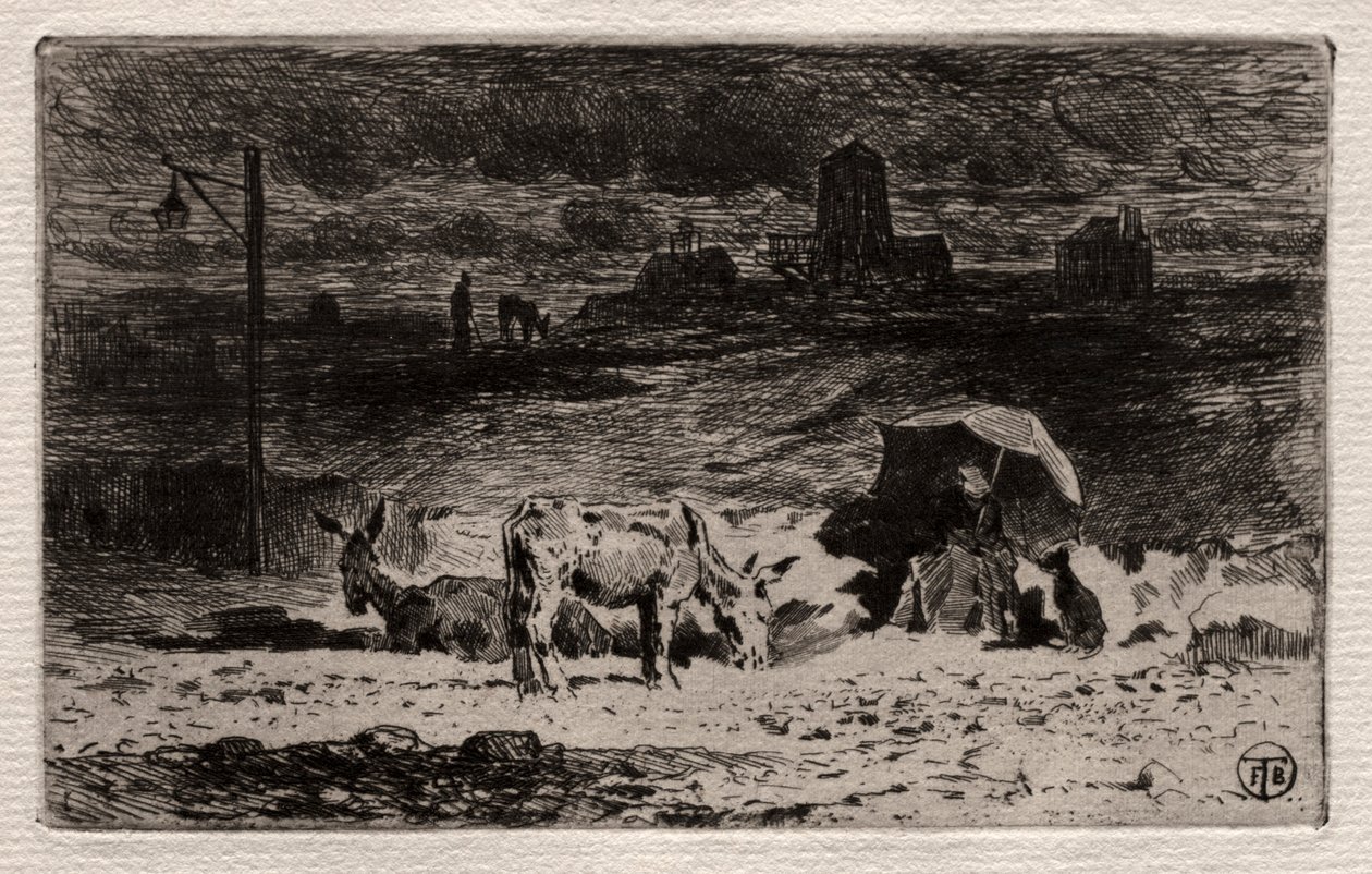 The Donkeys at the Hill of the Cailles by Felix Hilaire Buhot