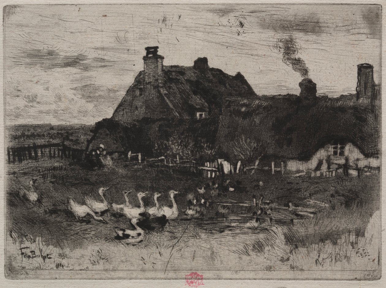 The Little Thatched Cottages, 1878 by Felix Hilaire Buhot