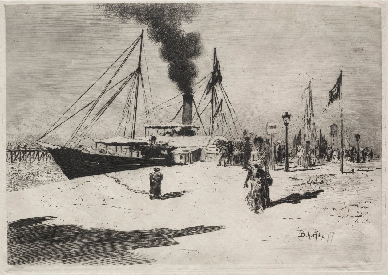 The Wharf at Trouville by Felix Hilaire Buhot
