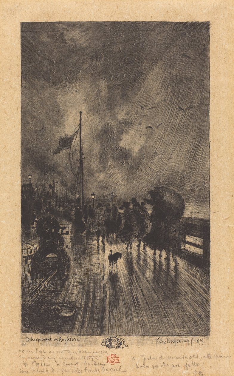 A Landing in England by Felix Hilaire Buhot